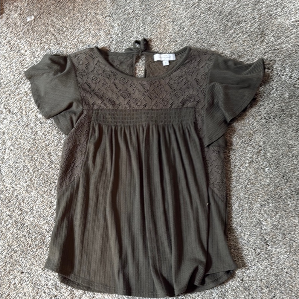 Elegant Olive Lace Blouse